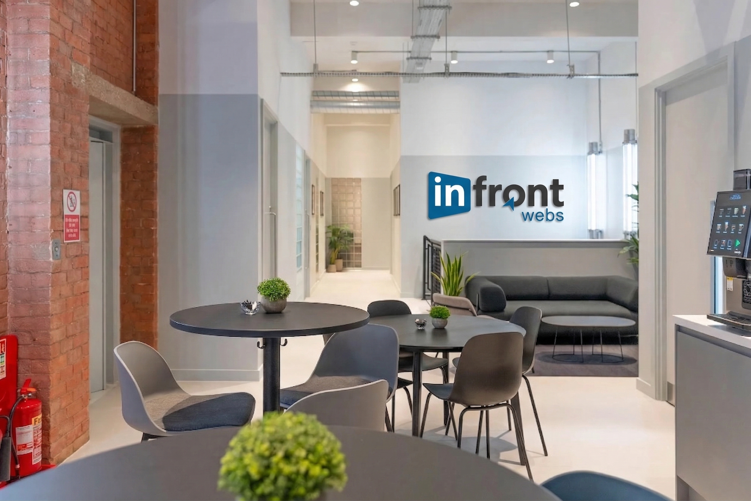 InFrontWebs office - UK AI automation agency workspace